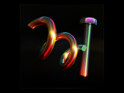 Iridescent material explorations 3d abstract blender blender3d branding cgi composition design gradient illustration iridescence logo material metal neon reflections render typography