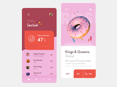 Donut Order Mobile App 3d app c4d clean design flat illustration mobile ui ux