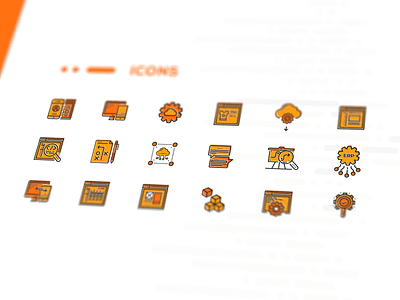 New Icons black design digital icon design icons lineart orange vector web white