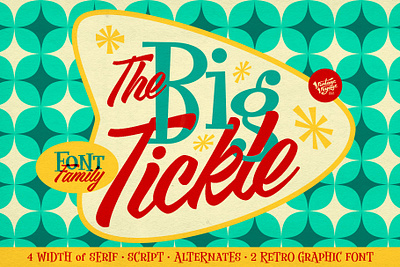 The Big Tickle - Font Family + Extras 1950s 50s branding display font display fonts font font design fonts graphic design lettering logo font logo fonts reto font retro fonts script font serif font typogaphy vintage font vintage fonts vintage lettering