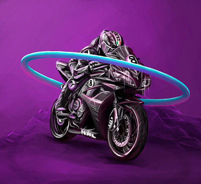 Black rider 🚀🏍 art bike biker black cg digital draw honda illustration motorbike neon paint