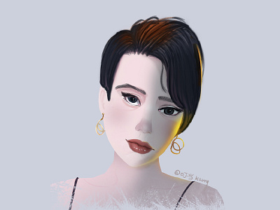 Short Hair Girl draw eye girl lip portrait short hair woman 人物 手绘