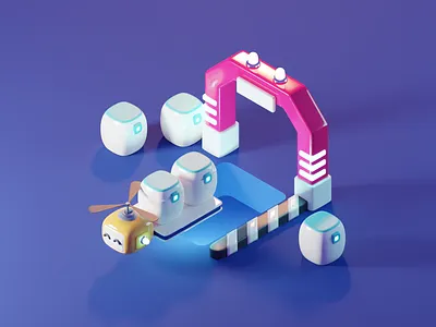 Delivery Bot 3d 3d illustration blender bot illustration isometric render web illustration