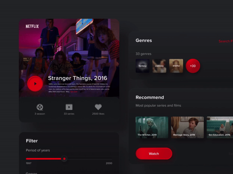 Netflix app concept themes animation app dark theme gif light theme mobile netflix skeuomorphism ui ui ux ui ux design ux