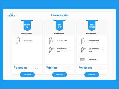 Allora_kit offer faucet kitchen kits offer pakages promotion sale sinks ui design ui kit