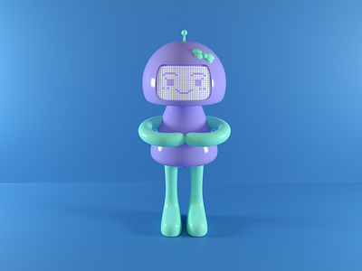 Cute robot 3d character 3d illustration c4d character design cinema 4d cute cute character illustration octane pastel color render robot