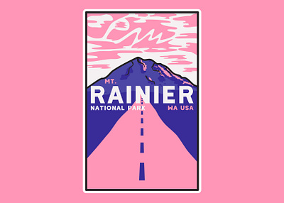 National Park Series #3 design illustration mt.rainier national park nature pink poster vector