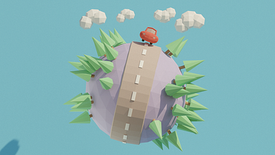 Low Poly World 3d 3dmodel artist blender car cute design illustration isometric low poly lowpoly lowpolyart render sunny travel trees ui world