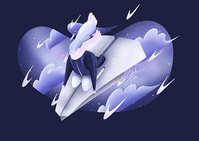 1_Paper Plane art character design drawing flat illustration inspiration ipad minimal nature procreate raster sketch texture vector