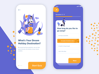 Travel Questionnaire App app bar booking flat form holiday ios mobile question questionnaire quiz selector steps task travel