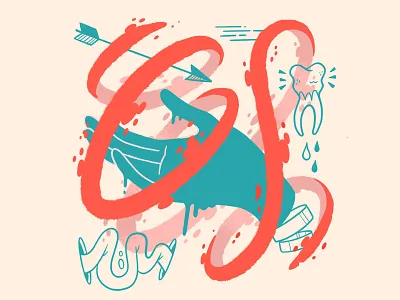 Surreal hand experiment? arrow blake stevenson cartoon fantasy floating hand hipster illustration jetpacks and rollerskates occult psychedelic random retro strange surreal tooth weird wip