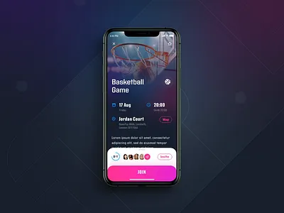 InGame, Sport events - details screen animation design details page event feed flat design gradients graphic design interaction design ios listing mobile app navigation principle shadows sketch social sport user inteface ux design