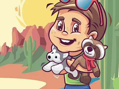 My Arizona Adventure adventrue arizona cartoon characterdesign cute desert design digitalart flatcolor graphicdesign illustration illustrator kids saguaro superstitionmountains toys travel vector