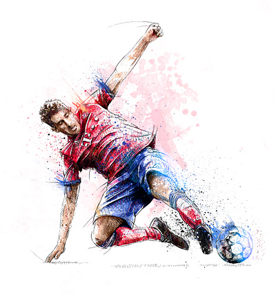 FC Bayern Munich Illustration: Javi Martínez drawing fc bayern munich football illustration photoshop portrait soccer sport wacom watercolor