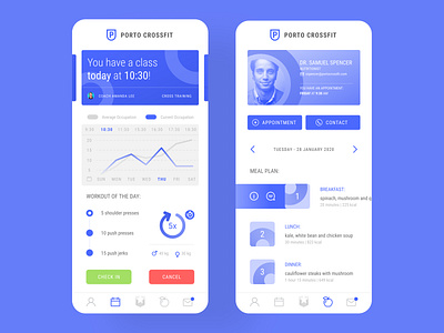 Blue madness🏋️‍♀️🔷 app blue crossfit design digital flat management meal planner mobile product training ui ux