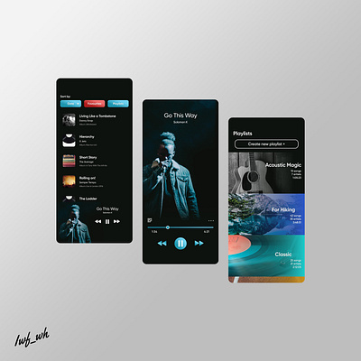 Music player app | UI design 2020 trend app app design app ui application black dark ui design figma figmadesign mobile ui music app ui uiux ux ux design ux research