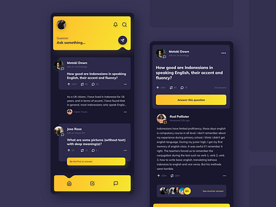 #Concept | QnA Platform adobe xd app concept dark ui design flat interface madewithadobexd mobile mobile app mobile ui qna ui