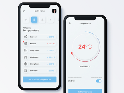 Smart Home Neomorphism App | Mobile UI/UX Design app clean concept flat ios iphone iphonex layout light modern neomorphism skeuomorph sky skynick skynickdesign trend 2020 ui uiux uiuxdesign ux