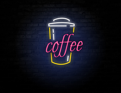 Glowing Coffe wall branding design illustration vector