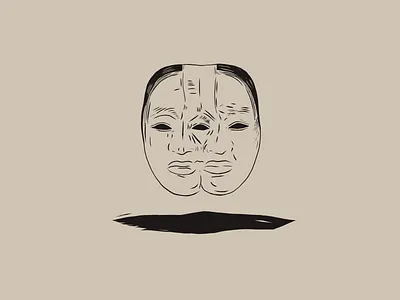 Illustration character design face illustration japanese mask ui vector