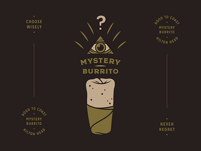 Mystery Burrito Team brand development branding burrito burrito logo eye eye logo hilton head icon identity illuminati lockup logo logo mark mystery shapes team logo triangle typogaphy