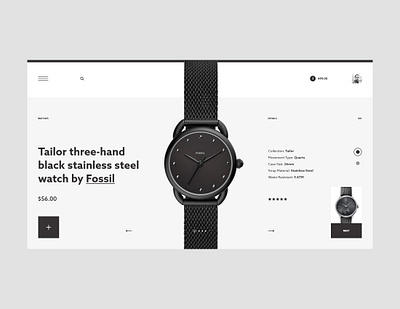 #78 Shots for Practice black clean concept design ecommerce elegant flat grey homepage luxury minimalism product shop slider store typography ui ux watch website