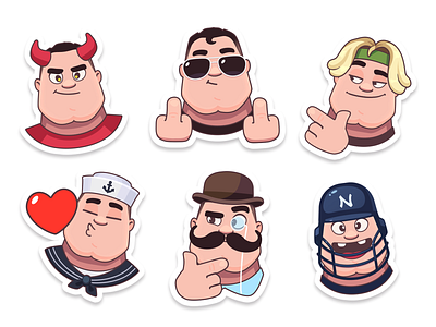 WordsApp Stickers 2d art avatar devil emotion english fuck hat heart illustration in love love man moustache photoshop sailor smile smiley face sticker stickers thinking