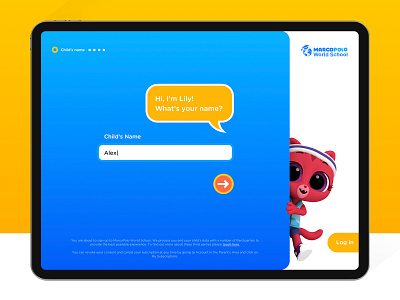 iPad App for Marco Polo World School for Kids - login / sign up game interactions ipad ipad app ixd kids kids app login marcopolo onboarding sign up signup ui ux