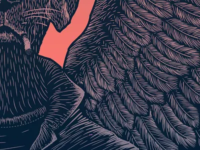 Wings block print illustration lino print linocut poster wings woodcut