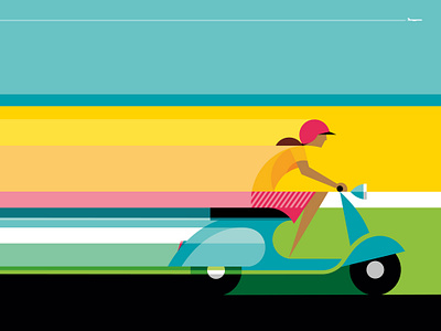 Scooter beach design geometric illustration illustrator lambretta poster poster art poster design retro scooter summer summer holiday travel poster vacation vector vector illustration vespa