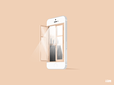 Window apple city digital art freelance graphic design graphic designer graphiste illustration illustrator iphone phone roof window