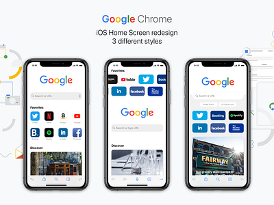 iOS Home Screen redesign (3 different styles) aloha app chrome chromium duckduckgo firefox google google chrome internet explorer microsoft edge mozila opera search search engine uc ui ux web browser yandex yandex browser