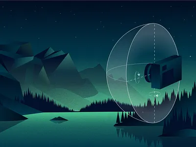 Panorama illustration for Adobe Blog article adobe camera illustration landscape mountain panoramic tree water