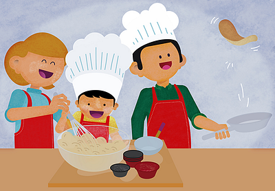 Making pancakes breakfast colors cooking crepes family flour illustration illustrator pancakes