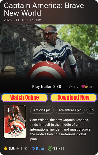 Captain America Brave New World Full Movie Download 1080p 2025 branding graphic design logo motion graphics