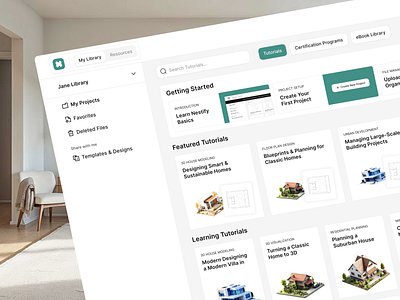 Nestify - Architectural & Interior Drawing [Tutorials] architech clean dashboard design floor plan learn library study tutorials ui video web website