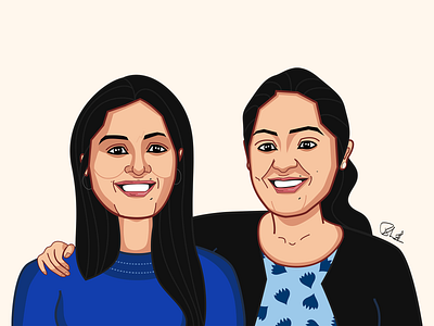 Twin sisters caricature design digital digital portrait digitalart friends gift illustration portrait vector