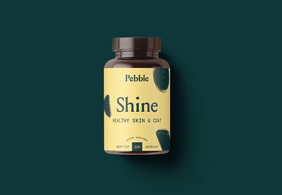 Pebble - Shine b2c bottle brand brand identity branding consumer direct to consumer illustration label logo modern packaging packaging design pet supplements texture typography