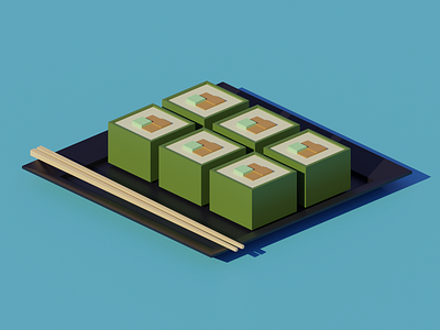 Futomaki sushi blender illustration isometric lighting modeling