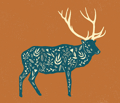 Floral Elk animal art animals art design drawing illustration nature procreate procreate art