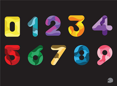 Numbers 0 to 9 colorful curves eight five four graphic graphicdesigner illustration lettering monochromatic nine numbers one seven six three two typography vector zero