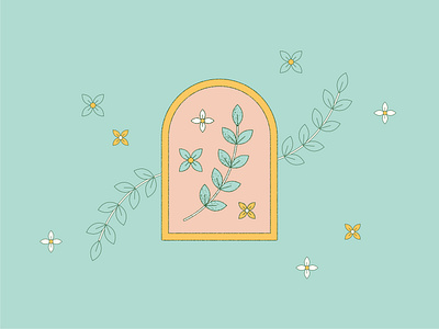 Plant Illustration 70s blue brand design branding container design drawing flowers icon illustration line art pink plant vector vine vintage yellow