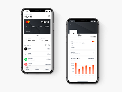 Banking App UI 2 app bank banking card financial graph history ios minimal mobile money transaction ui ux