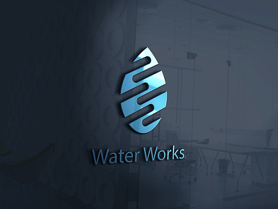 Water works logo art branding design flat flat design freestyle iconography illustration illustrator logo design minimal logo minimalist typography vector