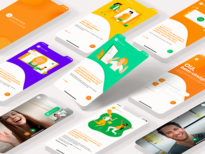 99Hunters: Interview App - Mobile Design design development green interface design iphone iphone x iphone x mockup layout mobile mobile app mobile design mobile ui orange shapes template ui user experience user interface ux video call