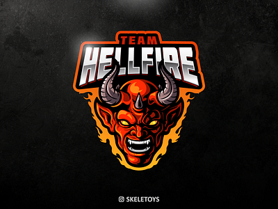 HELLFIRE TEAM cartoon character demon design devil devil horns esportlogo fire illustration inferno logo mascot mascot character red satan twitch logo vector