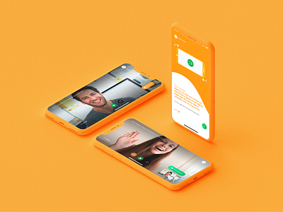 99Hunters: Interview App - Mobile Design design development interface design iphone iphone x iphone x mockup layout mobile mobile app mobile design mobile ui noise orange shapes template ui user experience user interface ux video call