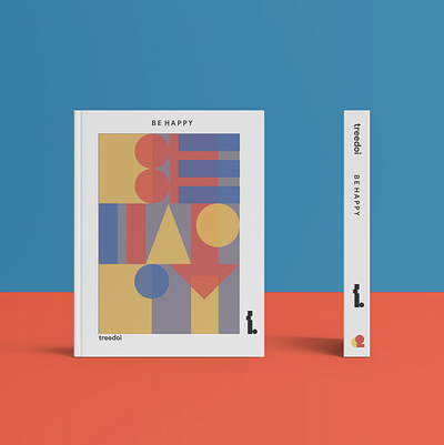 book cover - "BE HAPPY" art bauhaus branding clean design flat illustrator logo minimal simple design typography vector