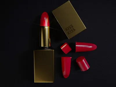 pro1 3d advertising branding cinema4d cosmetics design gold golden graphic design leather lipstick modeling octanerender product product design red rough