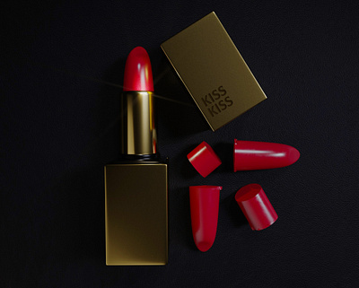 pro1 3d advertising branding cinema4d cosmetics design gold golden graphic design leather lipstick modeling octanerender product product design red rough